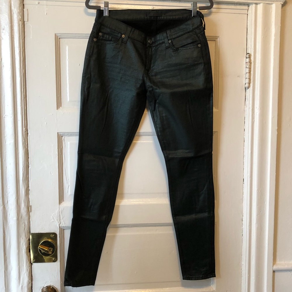 7 for All Mankind black/green iridescent jeans